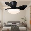 24" Modern Ceiling Fan with Light and Remote,Low Profile Flush Mount Ceiling Fans Indoor,Small Fandelier Ceiling Fans with Dimmable LED Light Fixture