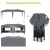 10'x20' EZ Pop Up Canopy Outdoor Portable Party Folding Tent with 6 Removable Sidewalls + Carry Bag + 4pcs Weight Bag Beige Grey
