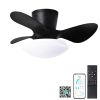 24" Modern Ceiling Fan with Light and Remote,Low Profile Flush Mount Ceiling Fans Indoor,Small Fandelier Ceiling Fans with Dimmable LED Light Fixture