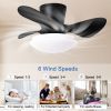 24" Modern Ceiling Fan with Light and Remote,Low Profile Flush Mount Ceiling Fans Indoor,Small Fandelier Ceiling Fans with Dimmable LED Light Fixture