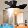 24" Modern Ceiling Fan with Light and Remote,Low Profile Flush Mount Ceiling Fans Indoor,Small Fandelier Ceiling Fans with Dimmable LED Light Fixture