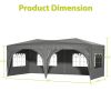 10'x20' EZ Pop Up Canopy Outdoor Portable Party Folding Tent with 6 Removable Sidewalls + Carry Bag + 4pcs Weight Bag Beige Grey