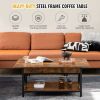 2-Tier Industrial Rectangular Coffee Table with Storage Shelf