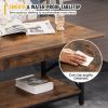2-Tier Industrial Rectangular Coffee Table with Storage Shelf