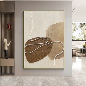 Handmade Oil Painting White and Beige Minimalist Wall Art Oversize Minimalist Painting on Canvas Neutral Textured Painting Brown Wall Decorative Paint (style: 1, size: 100X150cm)