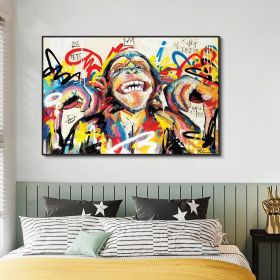 Hand Painted Oil Painting Abstract Portrait Wall Art Hand painted-Laughing Monkey Oil Paintings On Canvas-Hand Made Wall Graffiti-For Home Decoration (style: 1, size: 60X90cm)